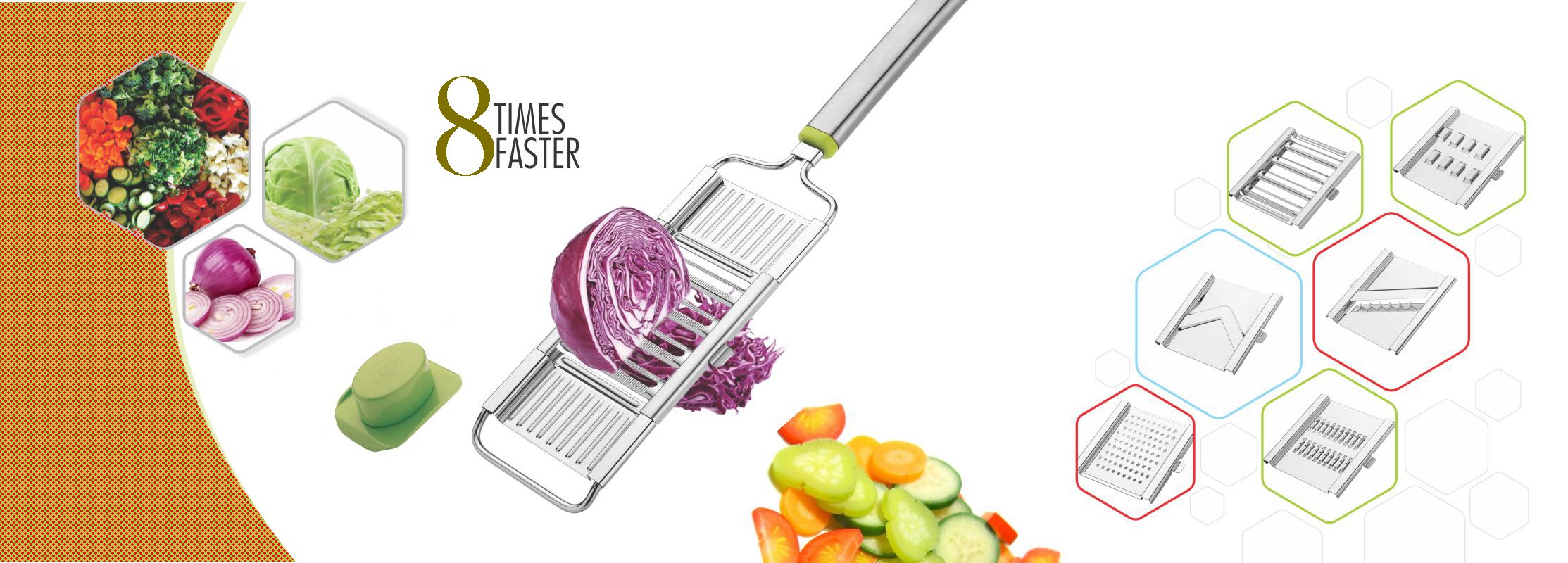 2142 6 in 1 Stainless Steel Kitchen Chips Chopper Cutter Slicer and Grater with Handle - SkyShopy