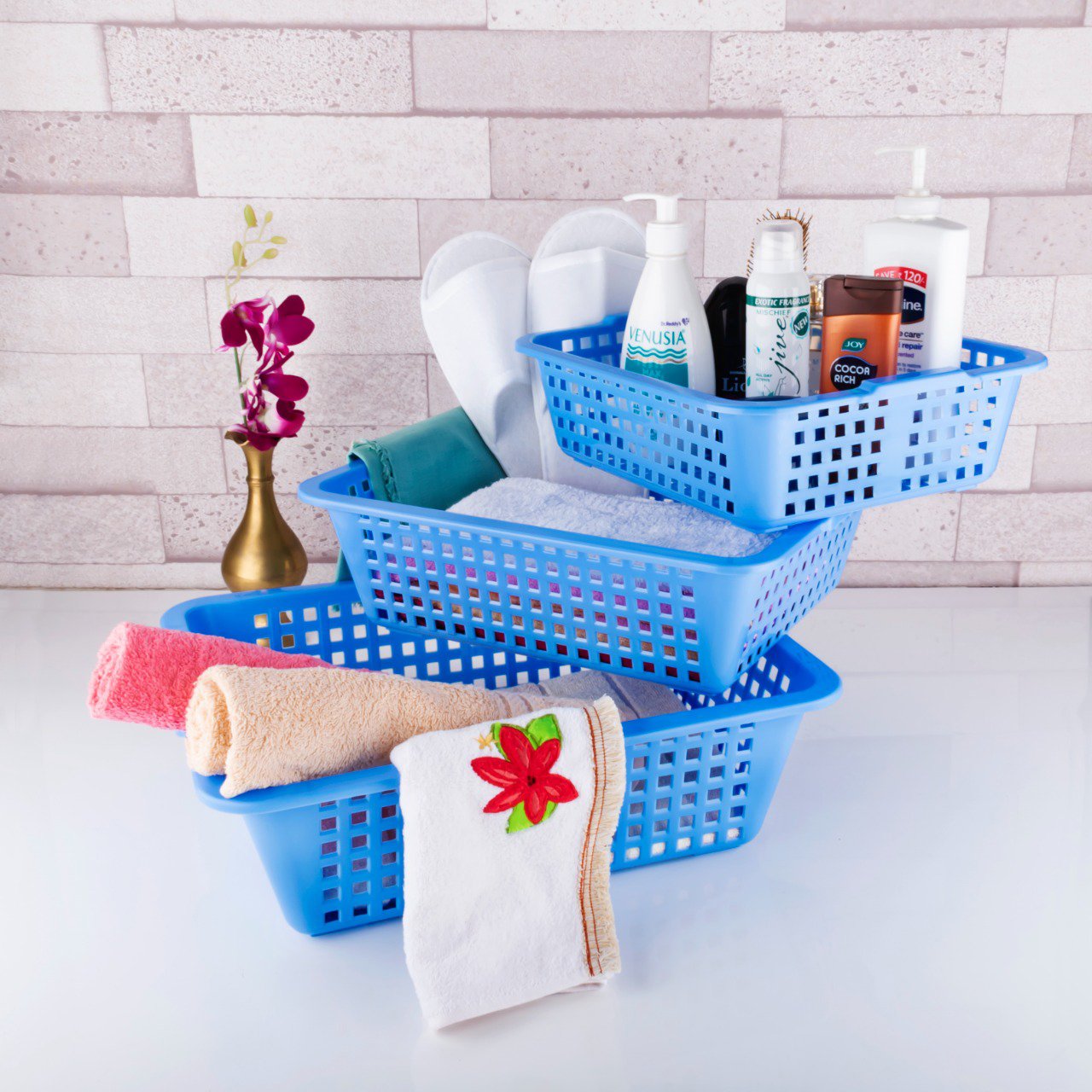 2484 Plastic Multiple Size Cane Fruit Baskets (3 Size Large, Medium, Small) - SkyShopy
