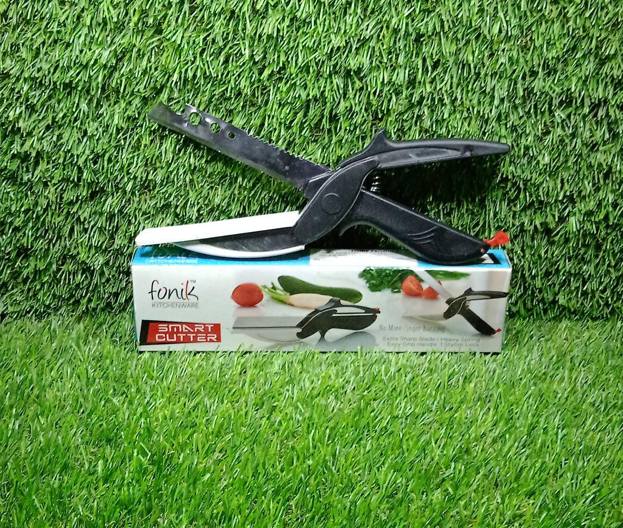 2490 Smart claver Cutter Kitchen Knife and in Built Chopping Board with Locking Hinge with Spring Action for Vegetables for kitchen DeoDap