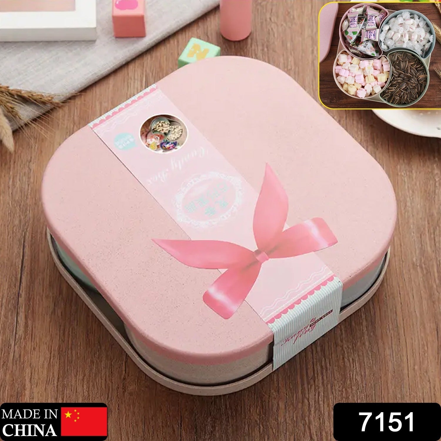 7151 Candy Box Large Capacity Space-saving Compartment Design Creative Divided Food Fruit Plate for Living Roomfruit_candy_box_4comp DeoDap