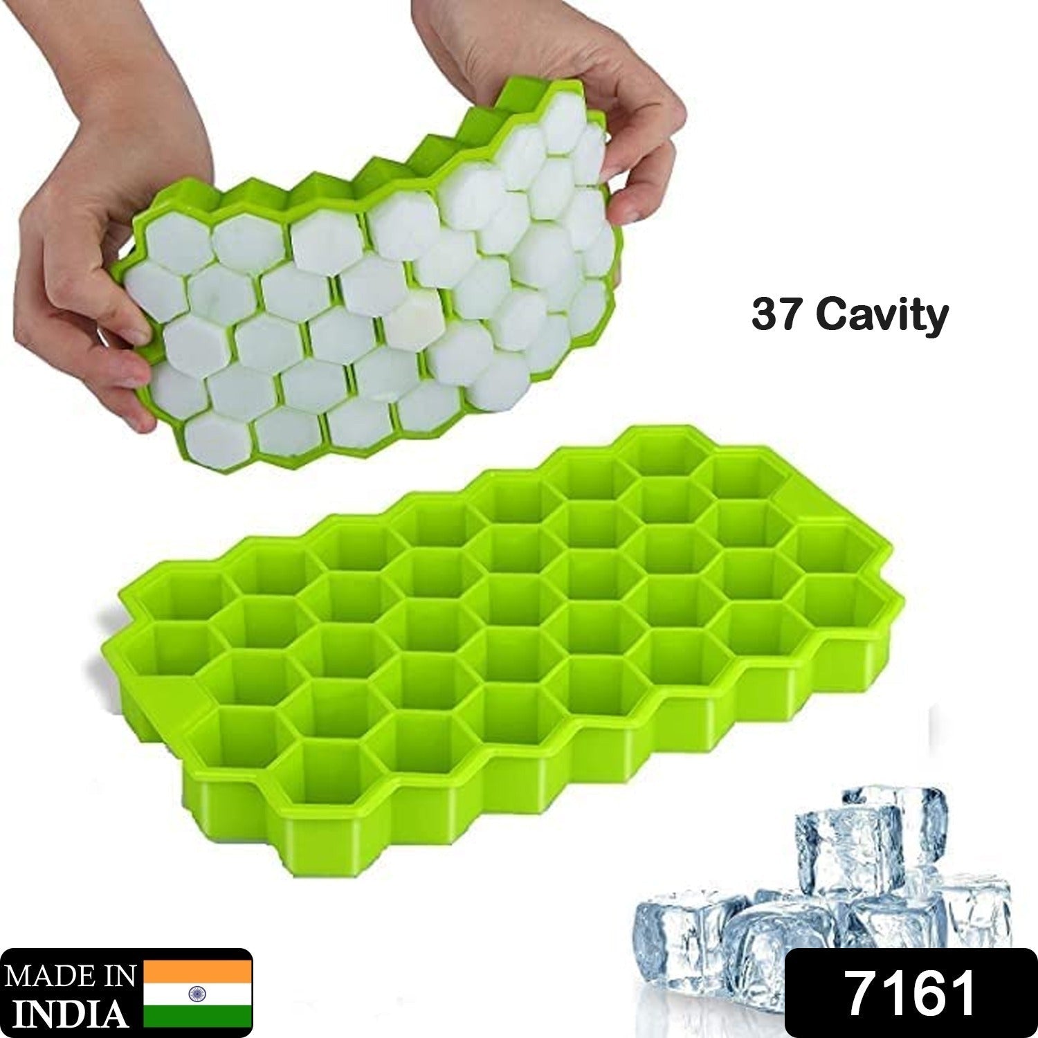 7161 Flexible Silicone Honeycomb Design 37 cavity Ice Cube Moulds Trays Small Cubes For Whiskey Tray For Fridge (Multicolor) DeoDap