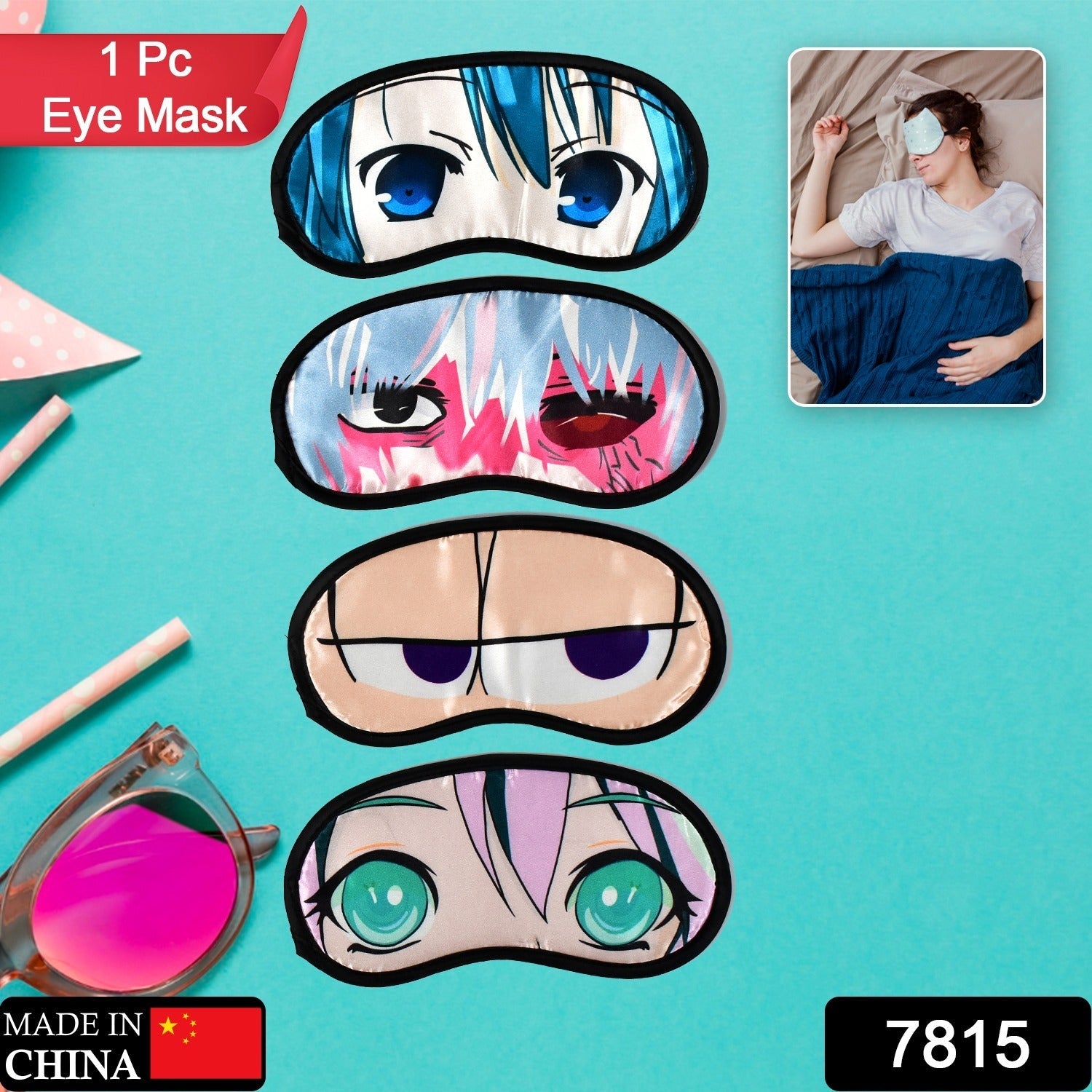 7815 Super Soft Sleeping Mask Blind Fold for Comfortable Sleep Travelling Sleep Mask Heavy Comfortable Material Eye Mask ( 1pc ) DeoDap