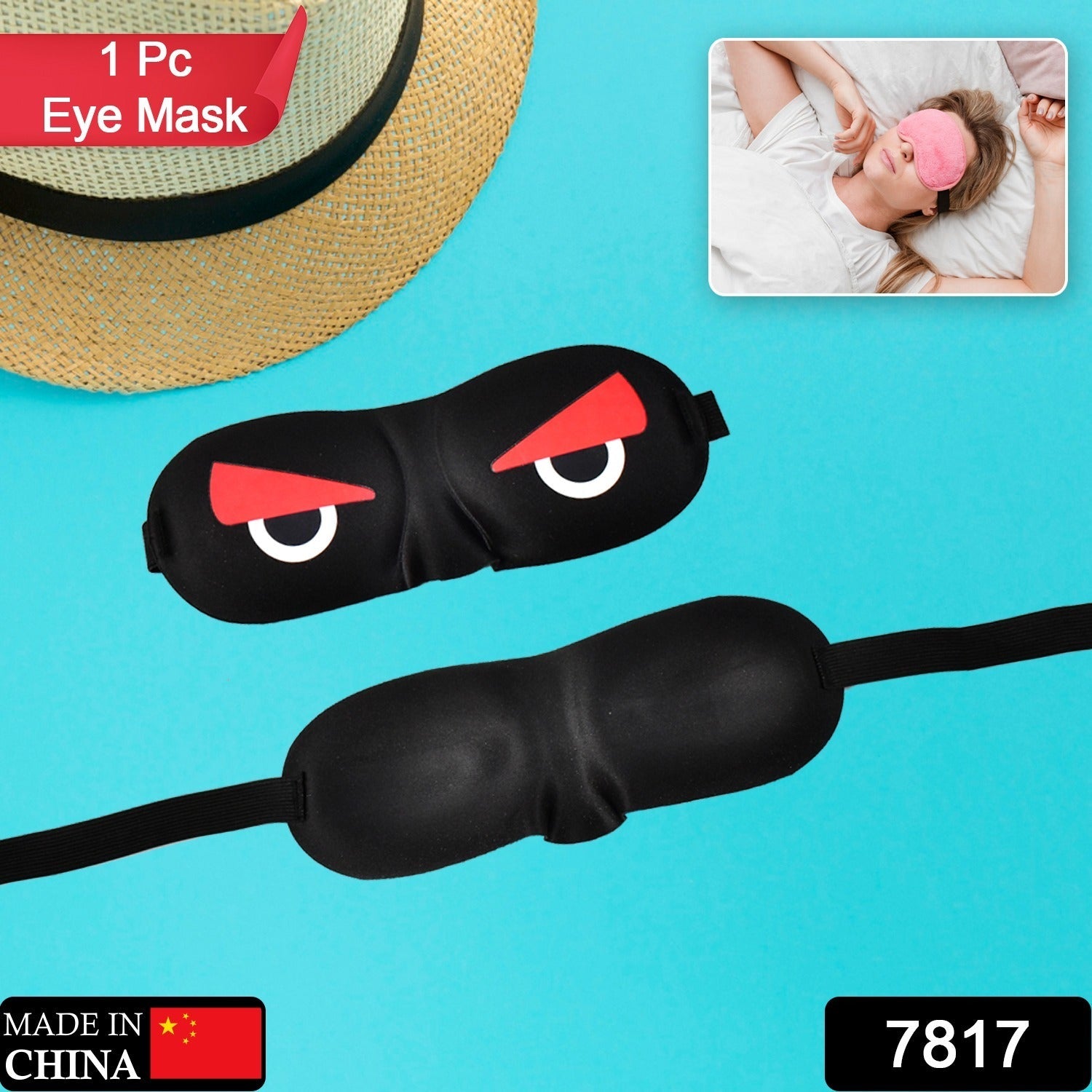 7817  Blind Sleeping Eye Mask Slip Night Sleep Eye black 3D Cotton Cover Super Soft & Smooth Travel Masks for Men Women Girls Boys Kids DeoDap