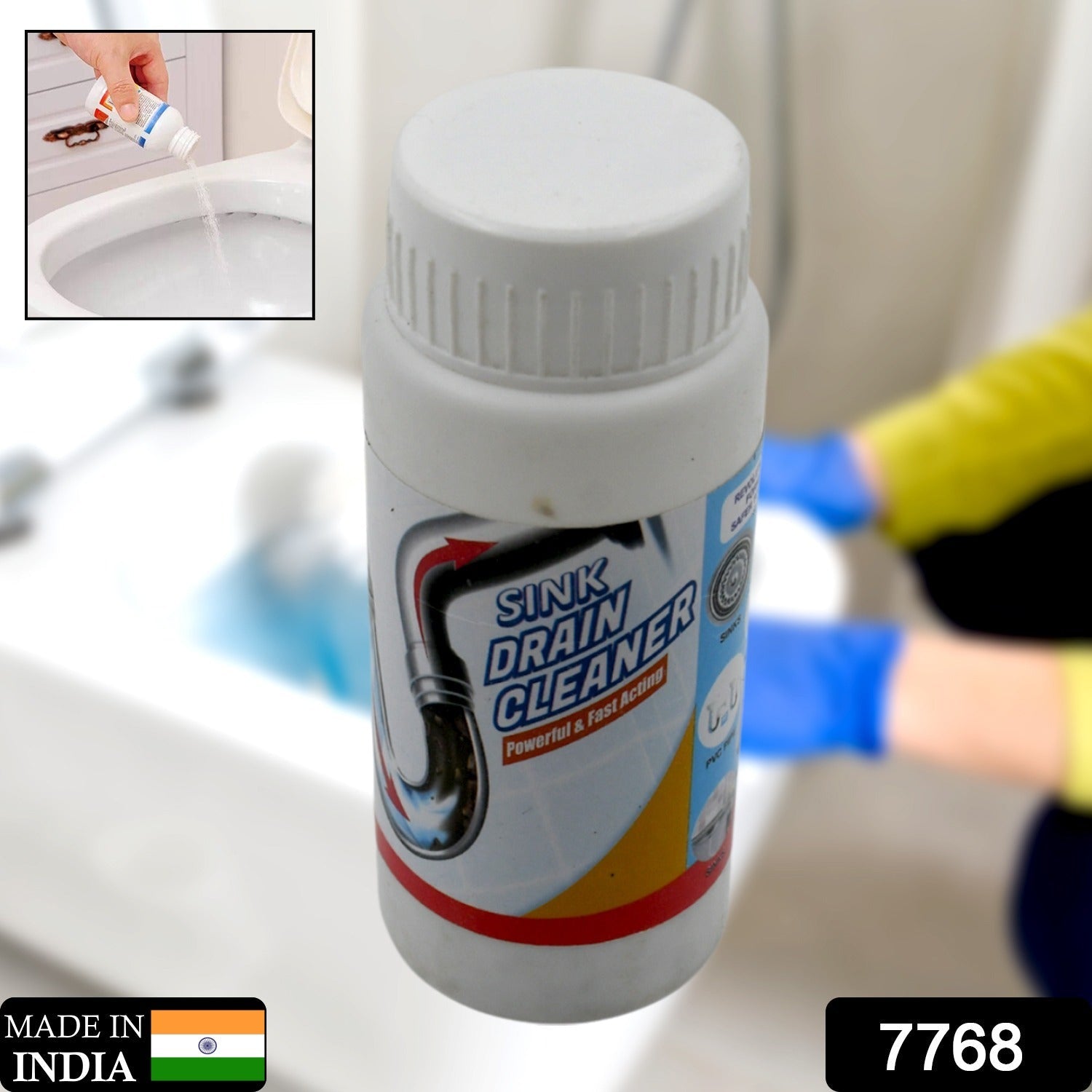 7768 POWERFUL SINK AND DRAIN CLEANER, PORTABLE POWDER CLEANING TOOL SUPER CLOG REMOVER CHEMICAL POWDER AGENT FOR KITCHEN TOILET PIPE DREDGING