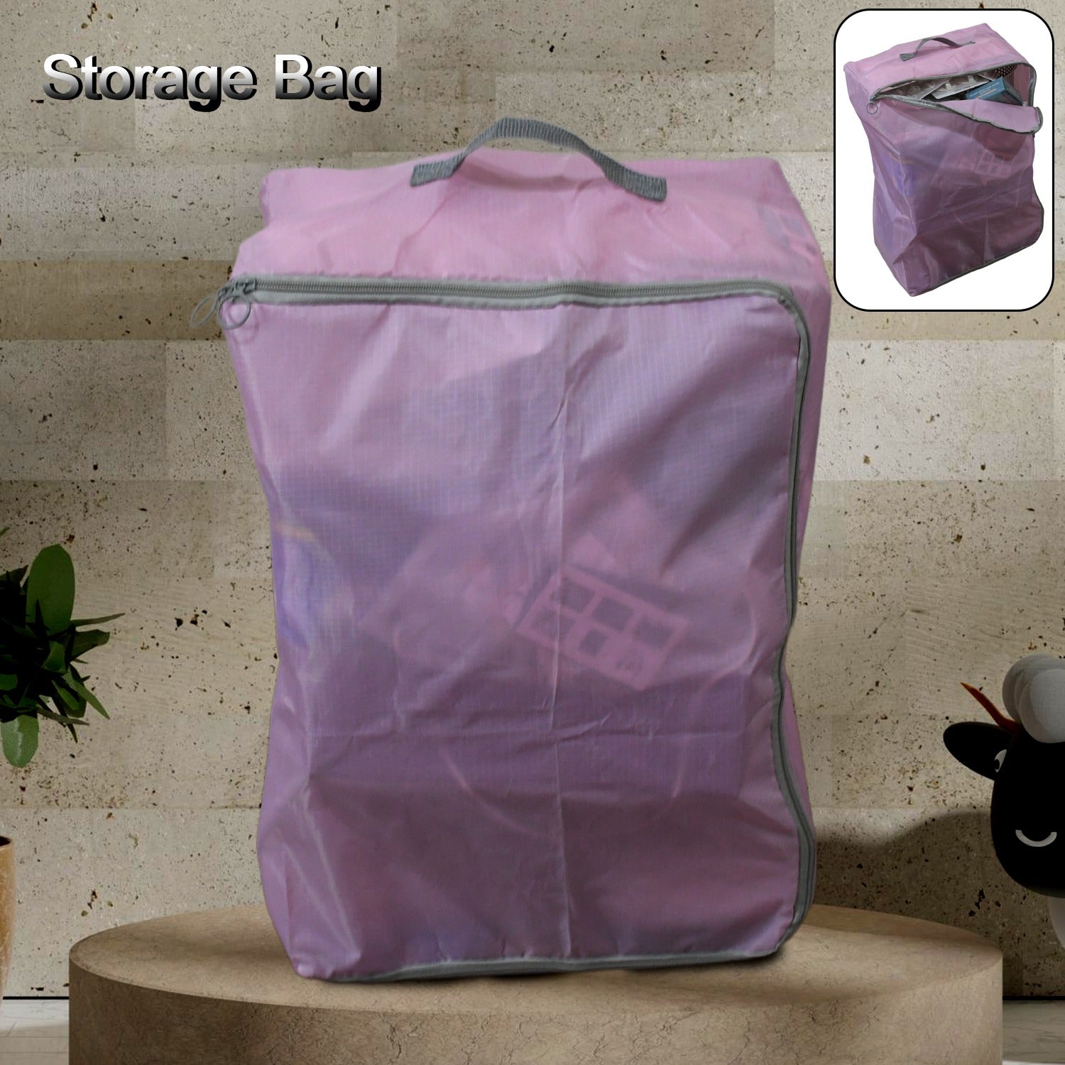 4313 Storage Bag with Zipper and Space Saver Comforter bag, Quilt, Bedding, Clothes, Blanket Storage Organizer Bag with Carry Handles for Closet Waterproof Fabric Garment Bag