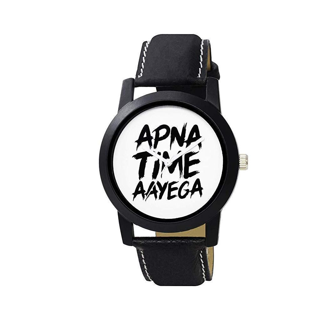 1807 Unique & Premium Analogue Watch Apna Time Ayega Print Multicolour Dial Leather Strap (Watch 7) - SkyShopy