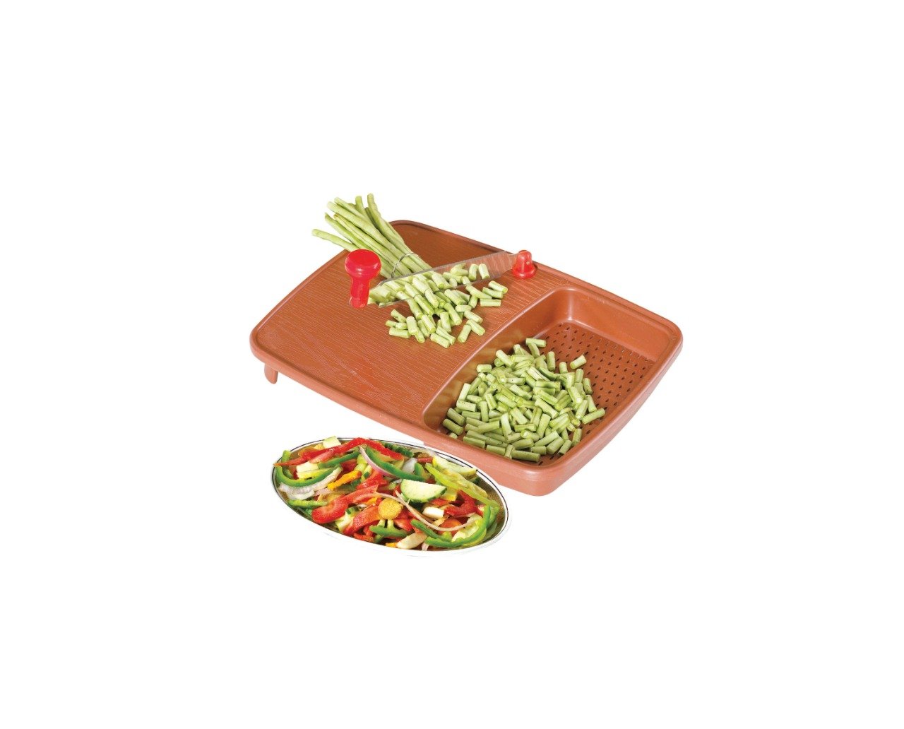 2103 Thick Plastic Kitchen Chopping Cutting Slicing Tray with Holder - SkyShopy