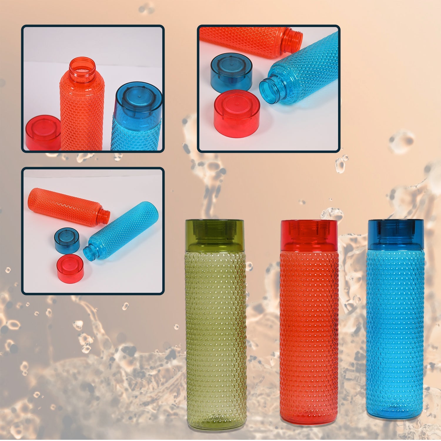5269 Water Bottles Bubble Design for Fridge School College Office Use ( 3 Pcs ) DeoDap