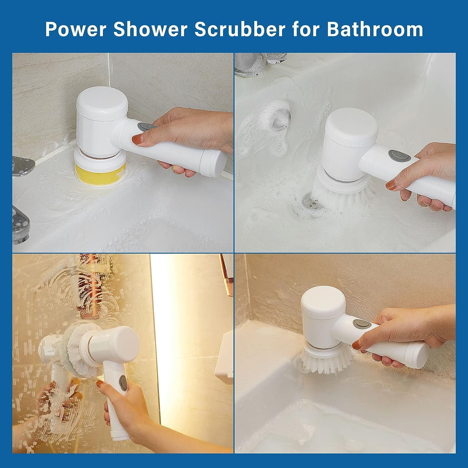 SkyShopy Electric Spin Scrubber Rechargeable Cleaning Tools,Grout Brush, Electric Cleaning Brush with 3 Brush Heads,Electric Scrubber Suitable for Bathroom Wall Tiles Floor Bathtub Kitchen