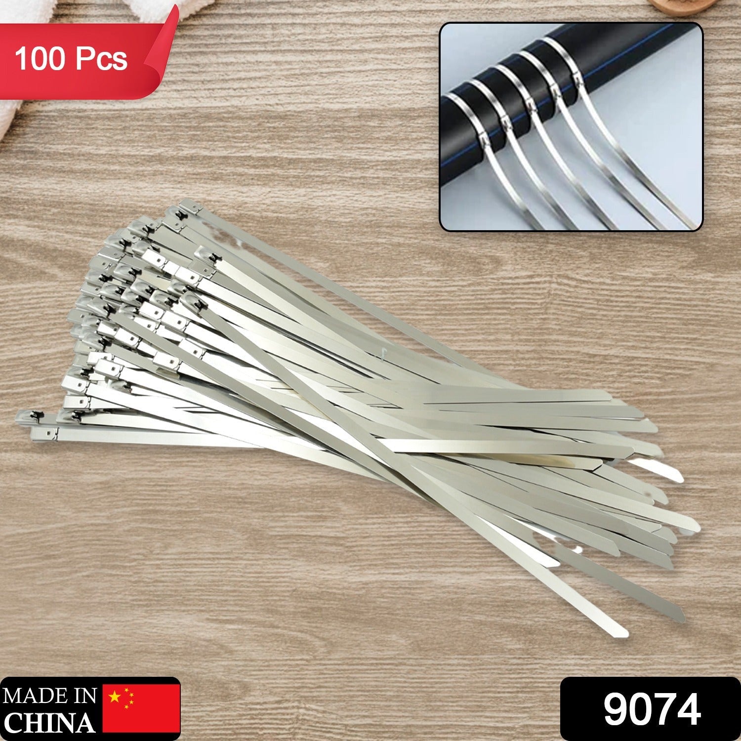 9074 Stainless Steel Cable TIE Used for Solar, Industrial and Home Improvement Multipurpose HIGH Strength, Self-Locking Zip Ties, Multi-purpose Tie, Portable Rustproof 100Pcs Wide Application Zip Tie Set for Building ( 4.6x 200MM / 100 pcs Set)