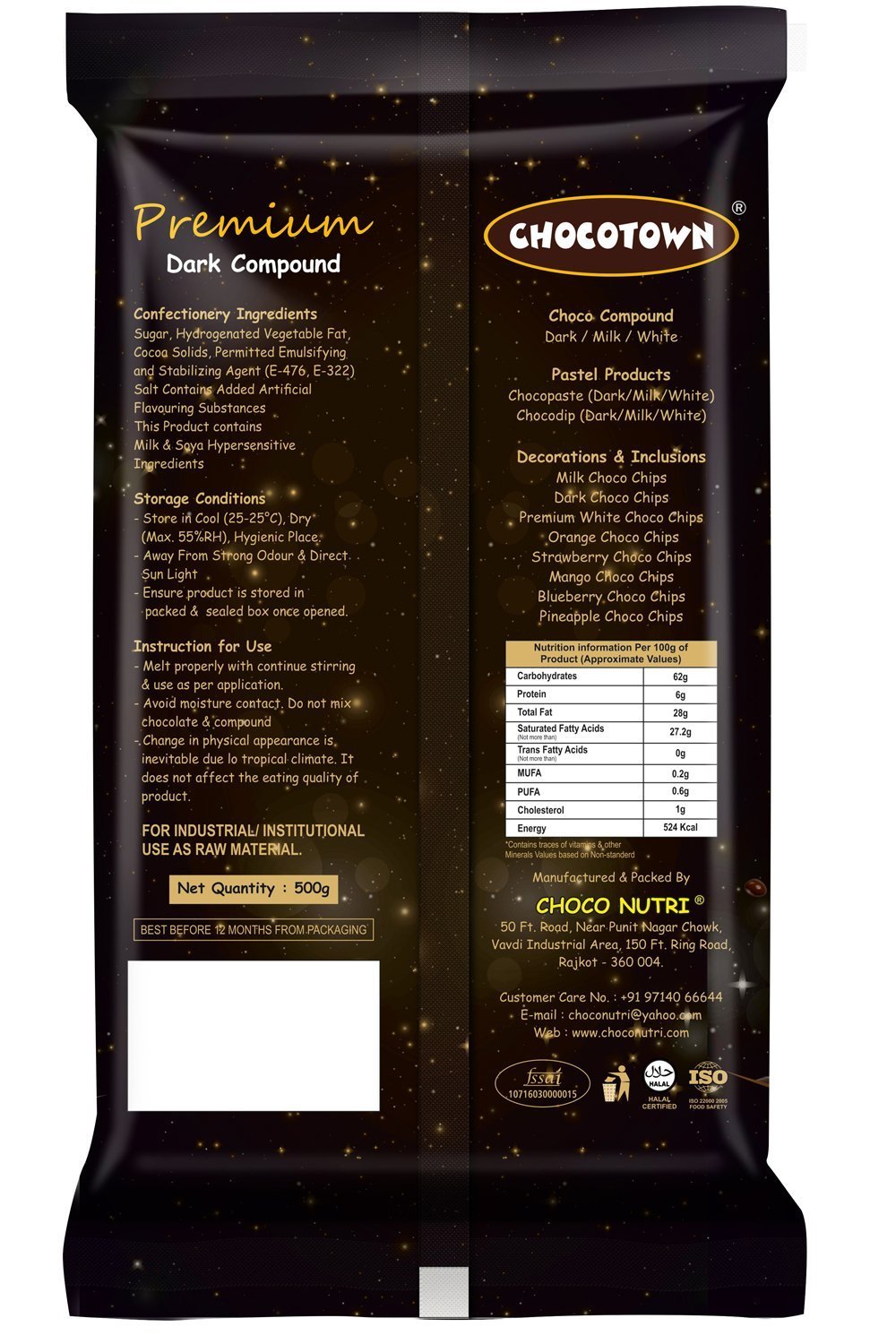0048 Chocotown Premium Dark Compound 400gm | Chocotown Dark Choco Slab - SkyShopy