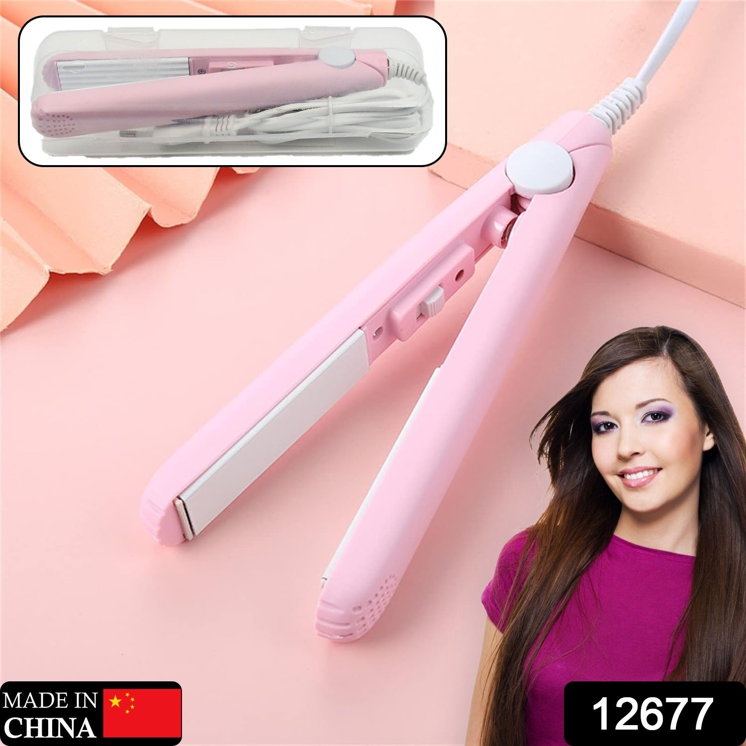 Beauty and Personal Care Professional Ceramic Plate Mini Hair Styler Straightener and Curler