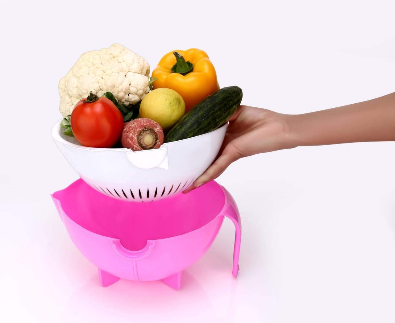 2214 Multifunctional Vegetable Fruits Cutter Shredder with Rotating Drain Basket - SkyShopy