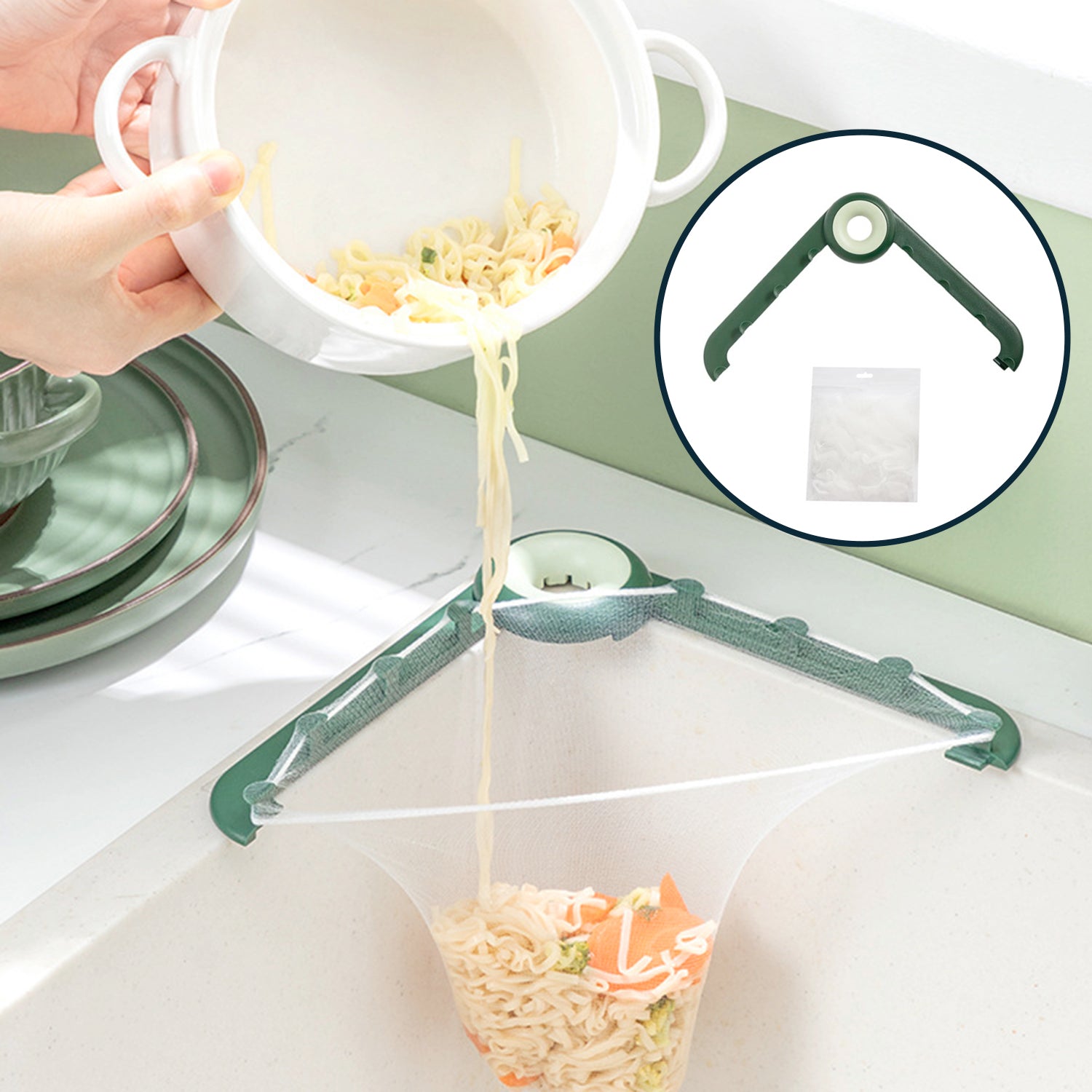7686 Kitchen Sink Drain Filter Holder Triangle Foldable Sink Strainer Drainer For Kitchen Use (Bag not Included) DeoDap