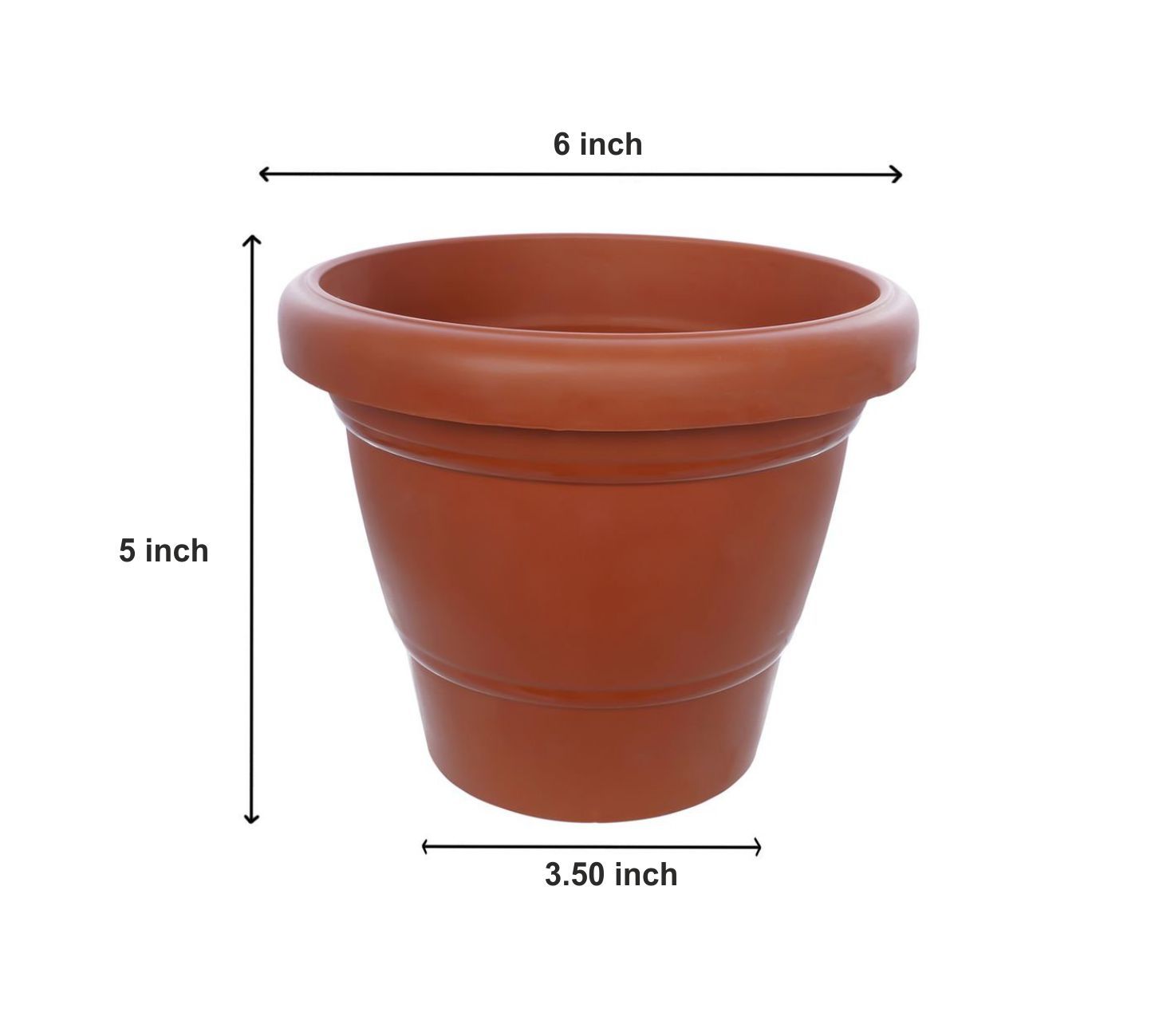 0839 Garden Heavy Plastic Planter Pot/Gamla 6 inch (Brown, Pack of 1, Small) - SkyShopy