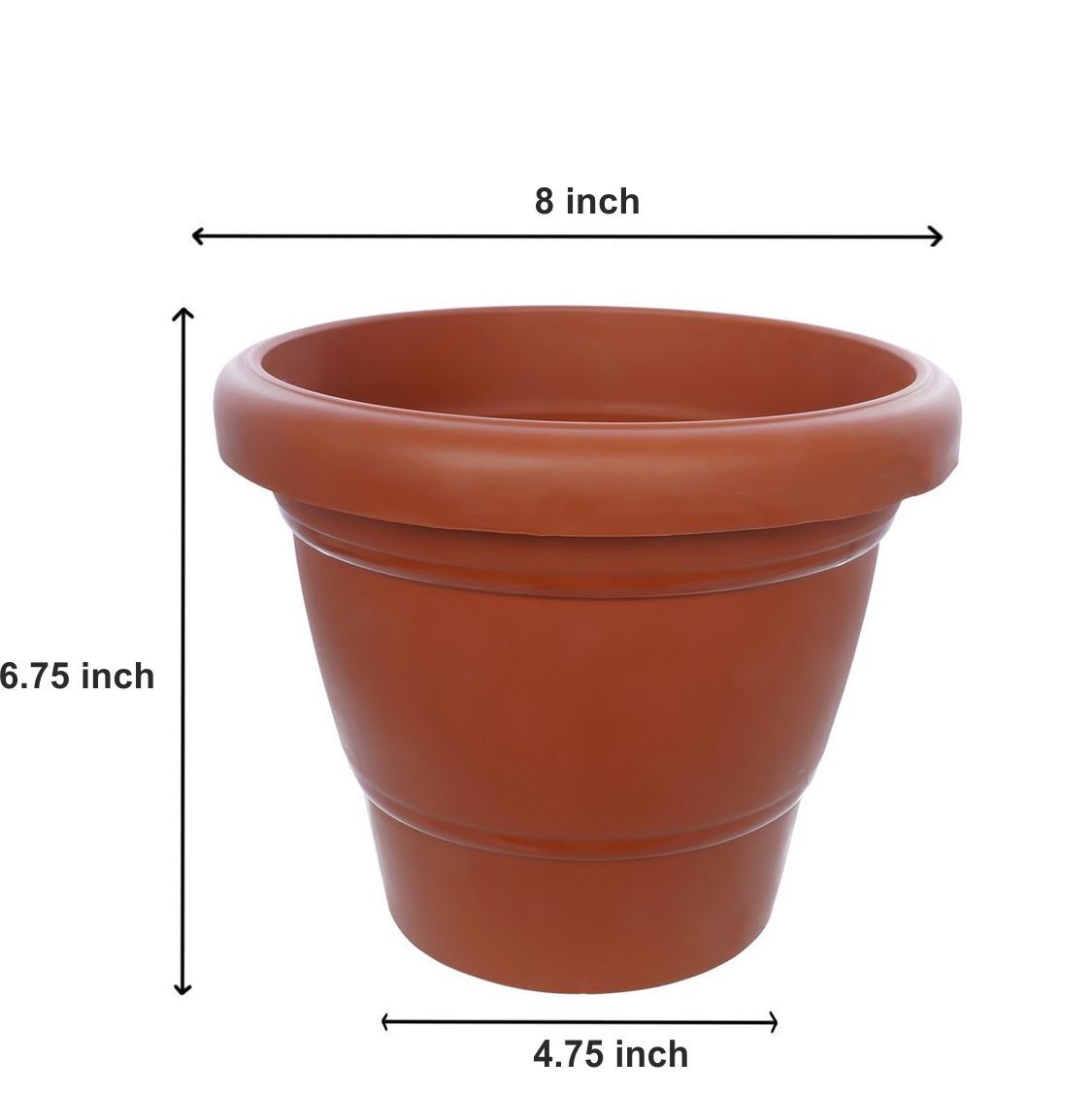 0838 Garden Heavy Plastic Planter Pot/Gamla 8 inch (Brown, Pack of 1,Medium ) - SkyShopy