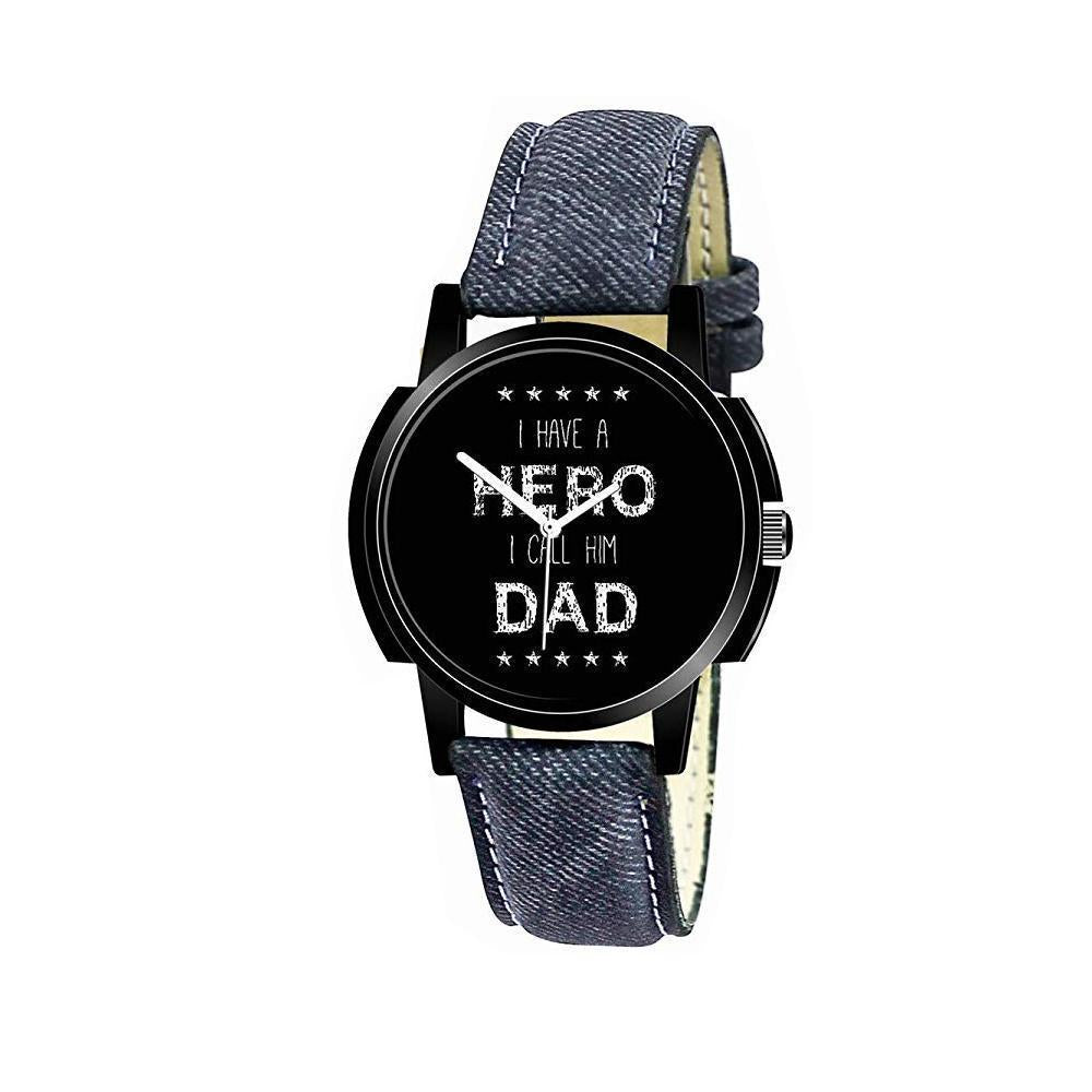 1812 Unique & Premium Analogue Watch I have a HERO I call him DAD Print Multicolour Dial Leather Strap (Watch 12) - SkyShopy
