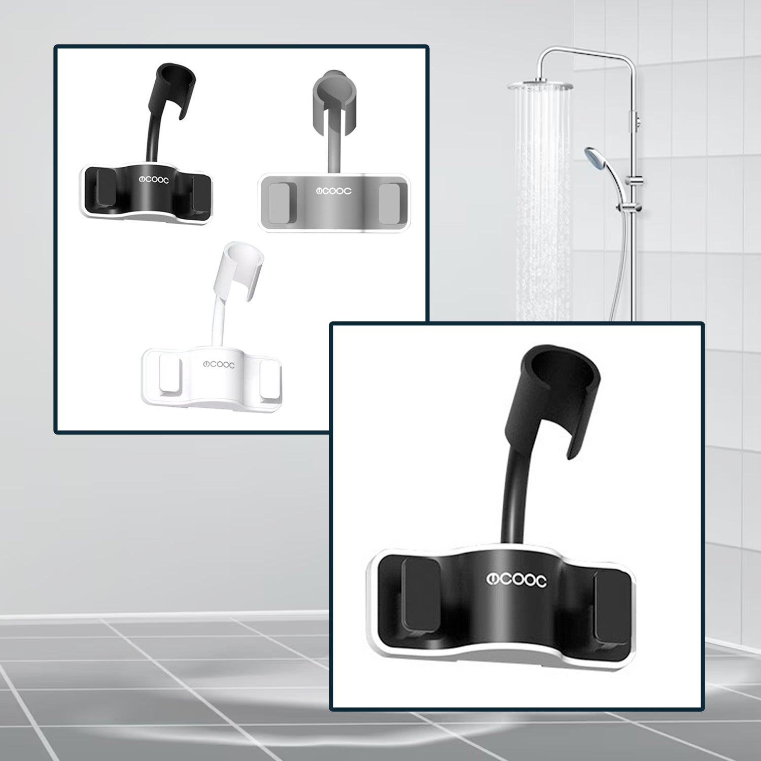 7687 Shower Head Holder Bracket Adjustable   Showerhead Wall Mounted Suction Bracket for Bathroom DeoDap