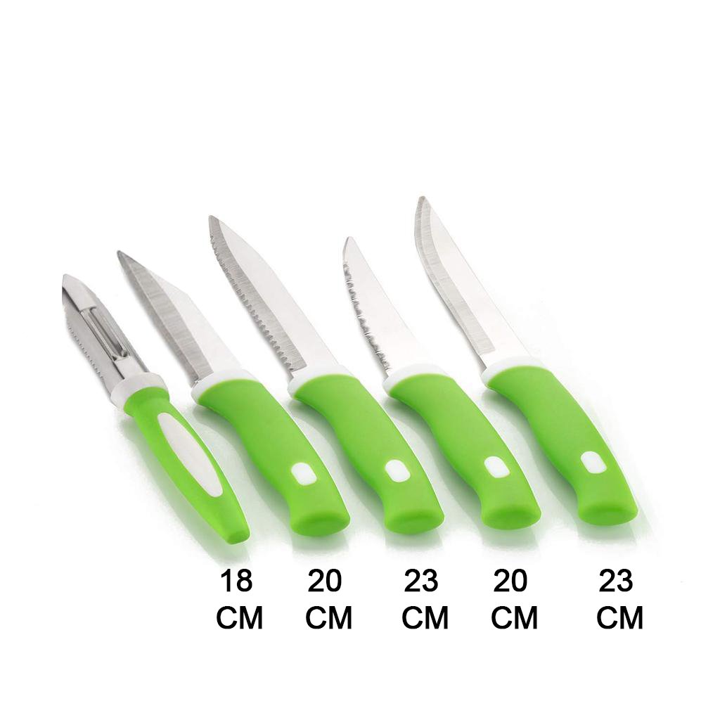 2211 Stainless Steel Knife & Peeler Set with Stand - 6 Pcs - SkyShopy
