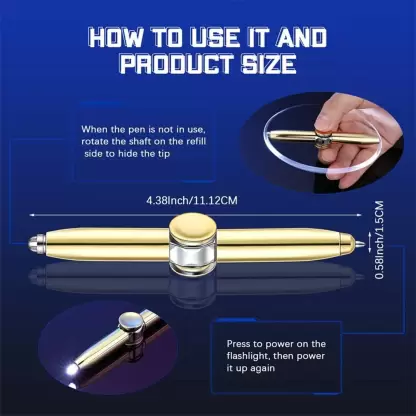 SkyShopy Creative Fidget Hand Spinner Ballpoint Pen with LED Light Multi-function Pen