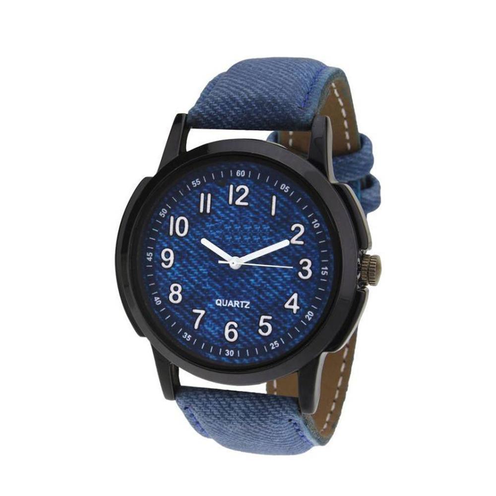 1801 Unique & Premium Analogue Watch Denim Blue Print Dial Leather Strap (Watch1) - SkyShopy