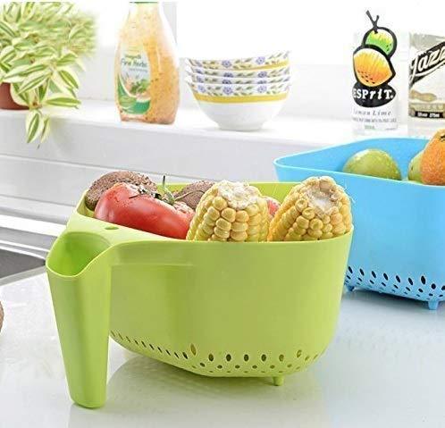 2097 Vegetables and Rice Plastic Washing Bowl with Handle - SkyShopy